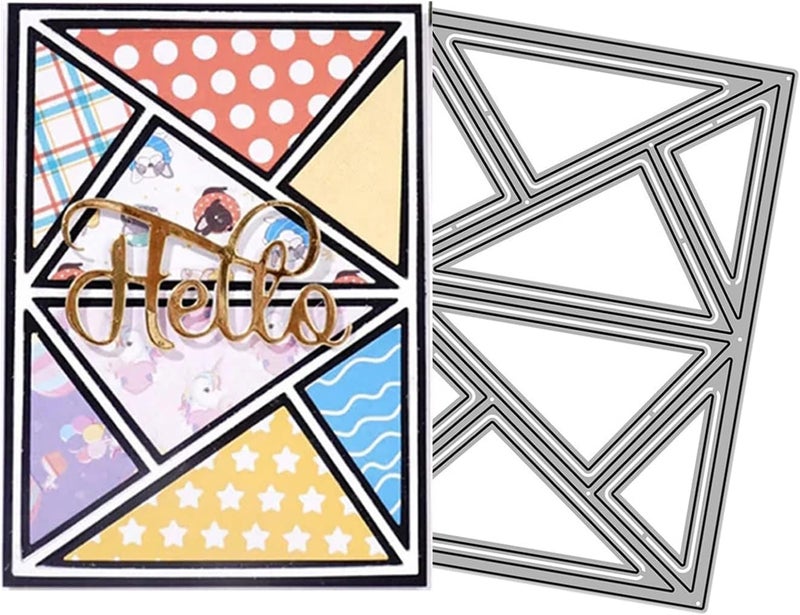 Mvchifay Cutting Dies for Card Making Metal Die-Cuts Scrapbooking Tool Hollow Frame DIY Craft Punch Template Embossing for Paper Album Decor (Big Triangle Rectangle frame-10.1x14cm) - Image 1